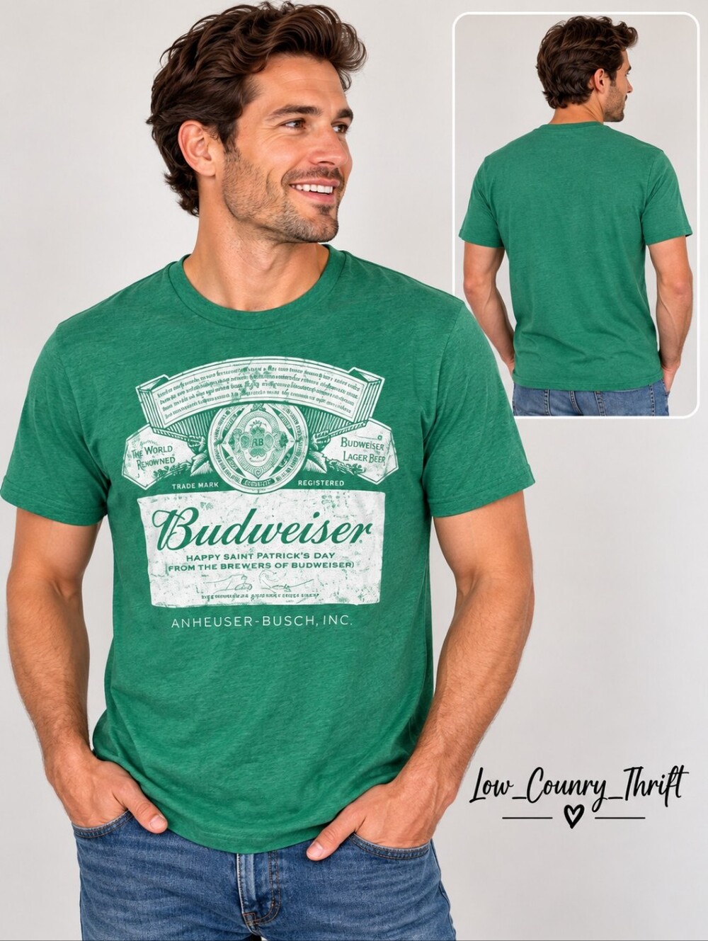 Budweiser St Patrick's Day Shirt Men's M Green Beer Graphic Tee